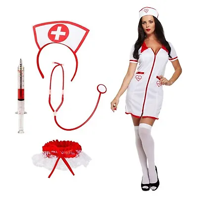 Sexy Nurse Costume Adult + Kit Fancy Halloween Dress Accessory Theme Party • £13.41