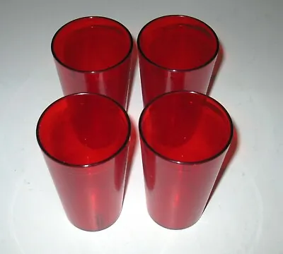 Lot Of 4 NEW Sysco 12 Oz Red Plastic Cups Made In USA Vintage Pizza Hut Style • $44.99