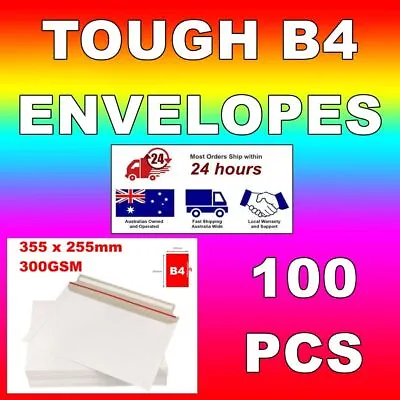 100pcs 355mm X 255mm B4 Cardboard Envelopes Tough Mailers White 100 100x LARGE • $49