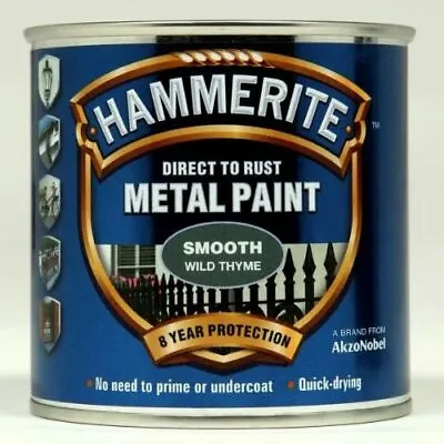 Hammerite Direct To Rust Metal Paint - Smooth Wild Thyme Finish 250ML • £8.89