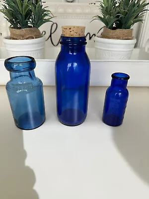 3 Vintage Antique Blue Bottles- Bromo-Seltzer Emerson  Prockter & Forth. • $14