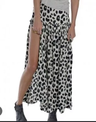 $65 • Buy Spell Leopard Double Split Skirt Leopard Print Black & White Size Large