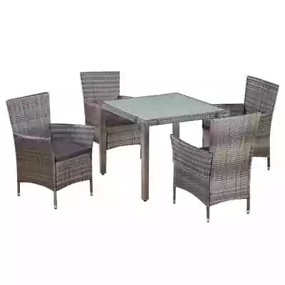 VidaXL 5 Piece Outdoor Dining Set With Cushions Poly Rattan Grey • $676.21