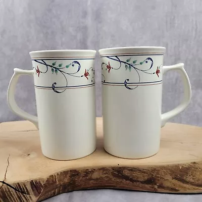 Mikasa Intaglio Annette CAC20 Set Of Two 5  Tall Cappuccino Latte Cups Mugs • $11.86