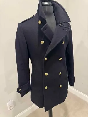 MINT Condition JCREW Mid Length Navy 100% Cashmere Pea Coat • $295