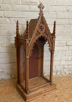 ARRIVES JULY 2024: 5' Tall Antique French Gothic Shrine/Niche/Display Cabinet • $1950