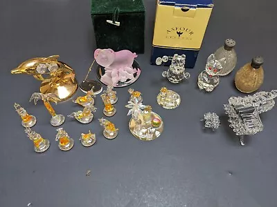 Vintage Crystal Glass Figurine Sculpture Lot Sterling Asfour Animals Nativity • $40