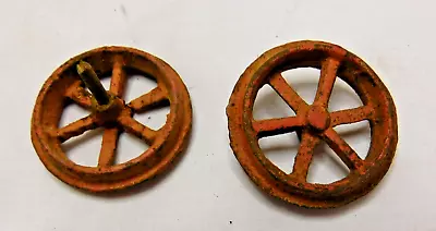 Lot Of 2 Antique Metal Wheels 1 3/4 - 6 Spoke Vtg Toy Truck  Reddish Patina • $29.99