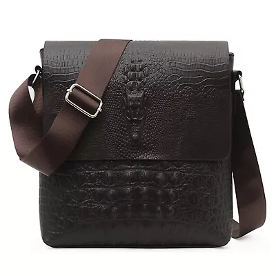 Mens Shoulder Messanger Bag PU Leather Crossbody Crocodile Pattern Chest Satchel • $17.90