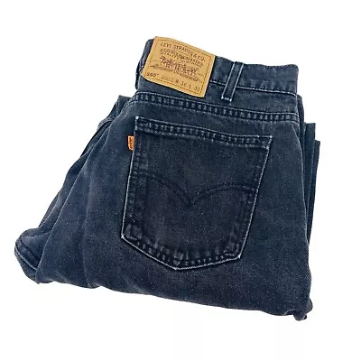 Vintage LEVIS 550 Orange Tab Black Denim Jeans Size 36 X 30 Made In USA • $29.99