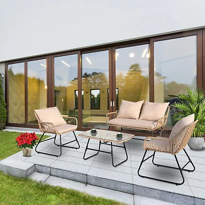 Outdoor Patio Furniture Set Sectional Sofa Rattan Chair Wicker Set W/ Cushion • $319.99