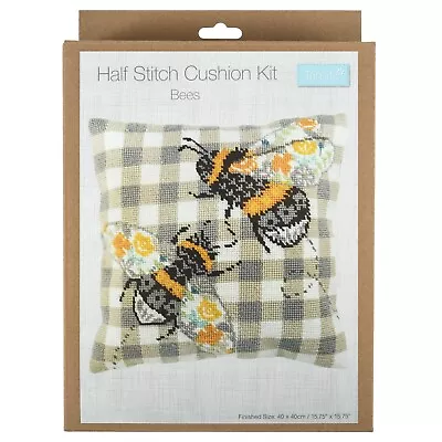 Trimits Half Cross Stitch  Tapestry Kit Cushion Bees • £22.89