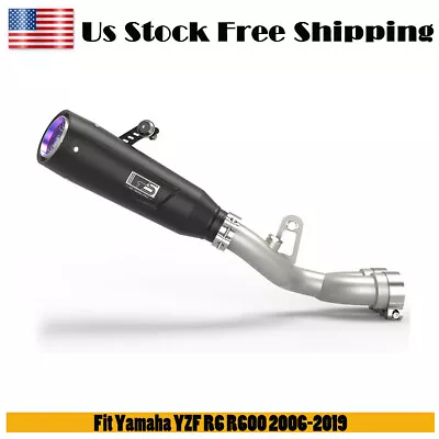 Stainless Slip-on Exhaust Muffler Pipe Black Fit Yamaha YZF R6 R600 2006-2019  • $189.98