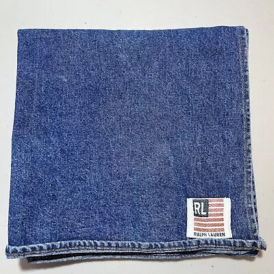 Vintage Polo Ralph Lauren Denim Pocket Square Hankerchief 90s • $45.98