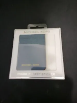 💜MICHAEL KORS Leather Phone Pocket Sticker/Phone Card Holder Blue • $13.99