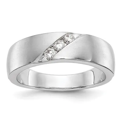 $2639.01 • Buy 14K White Gold 3-Stone 1/5 Carat Diamond Complete Band Ring For Men