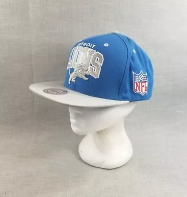 Detroit Lion Mitchell & Ness Wool Hat Cap Blue Gray Snapback Vintage Collection • $19.99