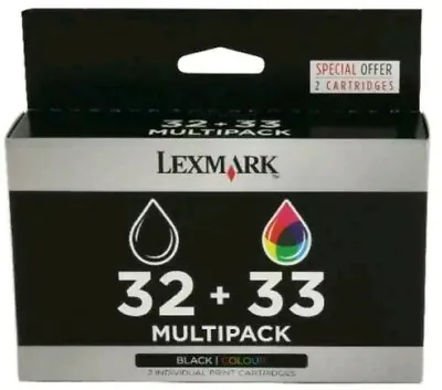 Genuine Lexmark 32 Black & Lexmark 33 Colour Ink Cartridges - FREE Delivery  VAT • £21.99