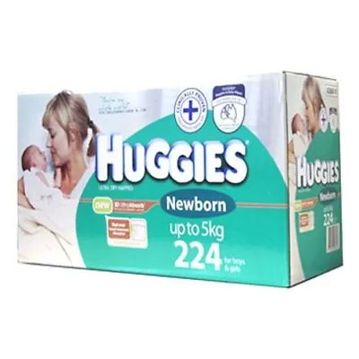 $73.99 • Buy 224 Huggies Size NEWBORN Baby Boy Girl Disposable Nappy PACK Boys Girls Nappies