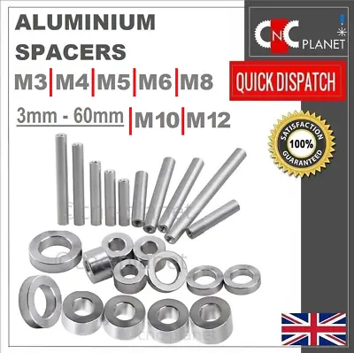 Spacers Aluminium Standoff Spacer M3 M4 M5 M6 M8 Stand Off Collar Round Bush UK • £32.99