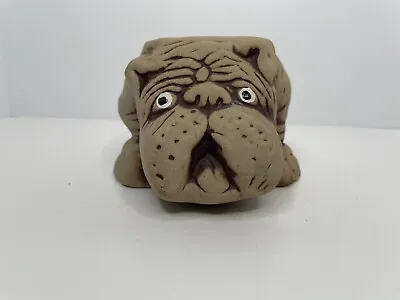 Vintage Brown English Bulldog Planter Textured Pottery Kitschy Cute • $17.99