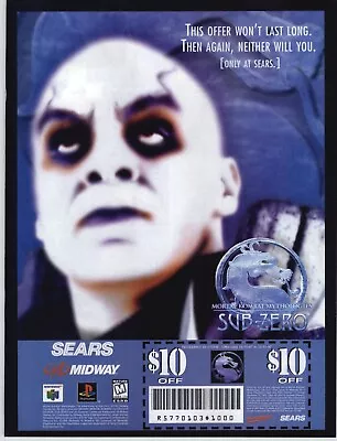 Mortal Kombat Mythologies: Sub-Zero PS1 N64 1997 Print Ad Sears Coupon Promo Art • $14.99