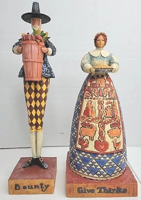 2x Jim Shore Holiday Pilgrim Figures 2004 Heartwood Creek Give Thanks & Bounty • $44.95