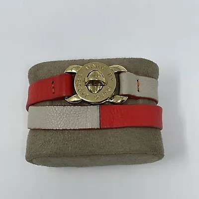 MARC By MARC JACOBS Leather Wrap Around Bracelet Turnlock Katie Gray Red Turn • $34.99