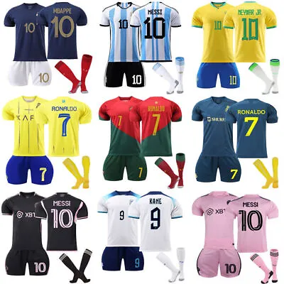 23-24 UK/Adults Kids Kits Training Suits Short Shirt+Shorts+Sock Sports Sets Ce • £19.50