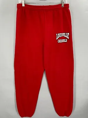 Louisville Cardinals Sweatpants Large Red Jerzeez Made USA 50/50 L 80s 90s VTG • $16.87