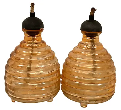 2 - Glass Oil Lamp Torch Smokeless Bee Hive Outdoor Patio Repellent 6 H X 4 Dia • $18.99