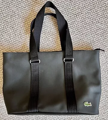LACOSTE Black Poly Zip Top Lined Tote Bag • £9.99