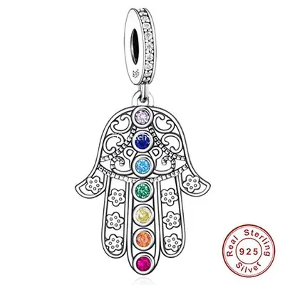 Hamsa Protective Hand Charm For European Bracelets S925 Sterling Silver • £8.99