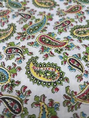 Vintage Mid Century Rayon Paisley Print Fabric C 1950-60's 3 Yds + 20 L X 44 W • $26