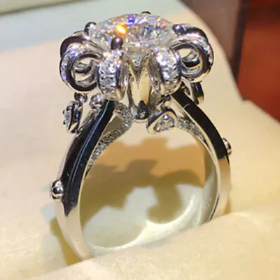 4.00 Ct Round Cut Diamond Floral Vintage Engagement Ring 14K White Gold Finish • £115