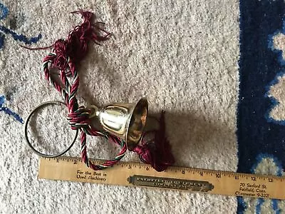 Vintage 3.5“ Solid Brass Hanging Bell With Colorful Rope And Ring • $12.99