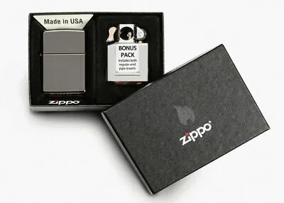 Lighter Zippo Petrol New - Black Ice+ Insert Pipe (Bonus Pack) Tempete • $79.74