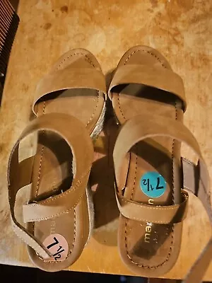 Madden Girl Open Toe Wedge Sandals 7.5 Tan. Gently Loved. • $18