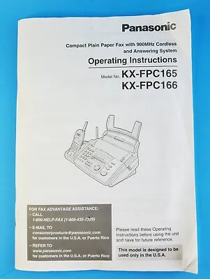 Panasonic Operating Instructions KX-FPC165 Fax Answering Machine • £11.53