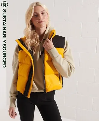 Superdry Womens Expedition Down Padded Gilet Vest Utah Gold Size Large / XL • $121.38