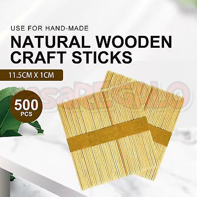 WOODEN CRAFT STICKS PADDLE POP POPSICLE NATURAL 11.4cm • $4.45