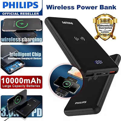 PHILIPS DLP9520C Mobile Power Bank Battery 10000mAh PD Qi Compatible Black • $58.99