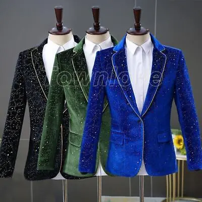 Men's Formal Fashion Dress Shiny Blazer Pants Slim Fit One Button Wedding Suits • $53.52