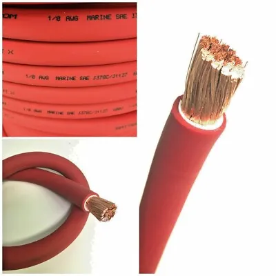 1/0 AWG 0 Gauge Battery Cable Red By The Foot OFC Copper Power Wire Made In USA • $5.28