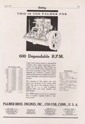 1927 Palmer Brother Marine Engine Pnr Motorboat Marine Cos Cob Conn Ad 8378 • $21.95