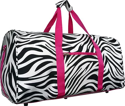 22  Women's Zebra Print Gym Dance Cheer Travel Carry On Duffel Bag - Pink • $27.99