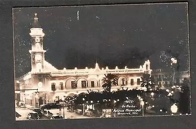 Unmailed EKC Cello RPPC Post Card De Noche Palacio Municipal Veracruz • $7