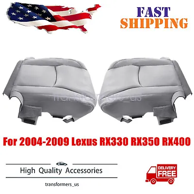 Both Driver & Passenger Bottom Leather Seat Cover Gray For 2004-2009 Lexus RX330 • $97.37