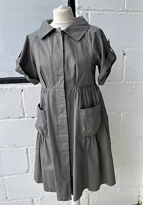 MARNI Khaki Dress/Coat Size 40 Uk 8 100% Cotton • £49.99