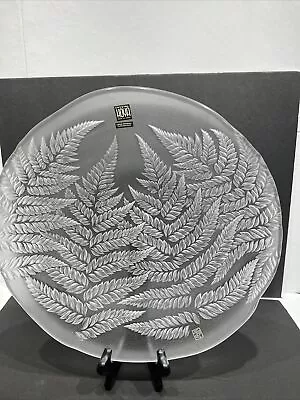 VINTAGE MIKASA HOYA CRYSTAL Round LACY FERN GLASS SERVING PLATTER 12.5” • $20.66